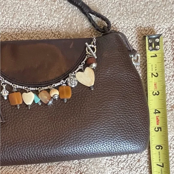 BRIGHTON Small Brown Pebbled Leather Bag with Detachable Charm Bracelet - Picture 4 of 16